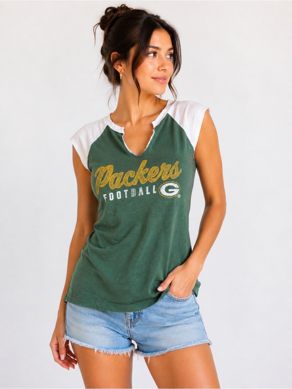 Team Apparel Green and White Packers Football Tank